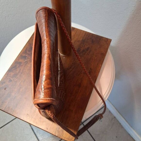 Brighton Vtg Brown Crossbody Bag with Woven Leather Texture - Picture 6 of 9